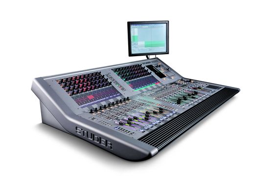 FM radio broadcast control room with digital audio consoles and playout automation